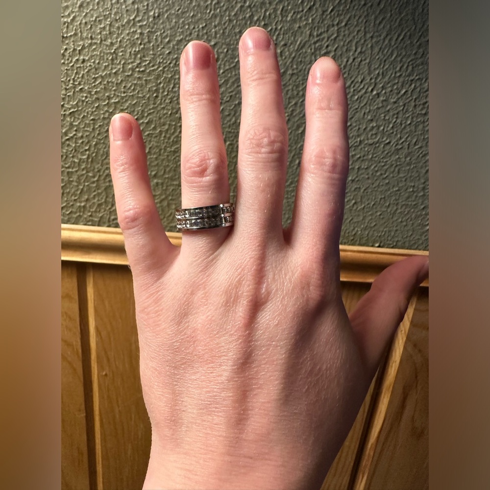 “Sterling silver moissanite” Double band ring